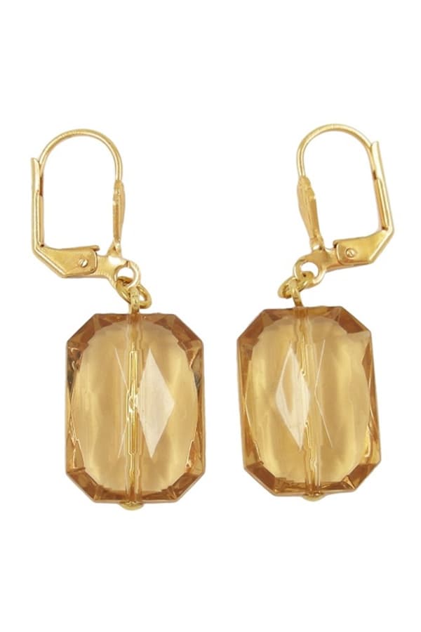 Leverback Earrings Grinded Rectangle Topas - GL02299