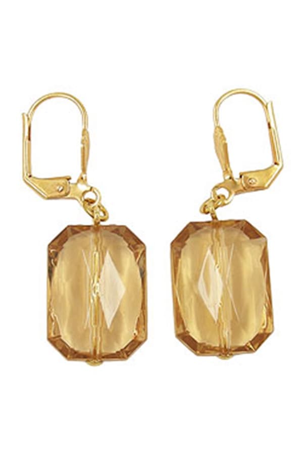 Leverback Earrings Grinded Rectangle Topas - GL02299