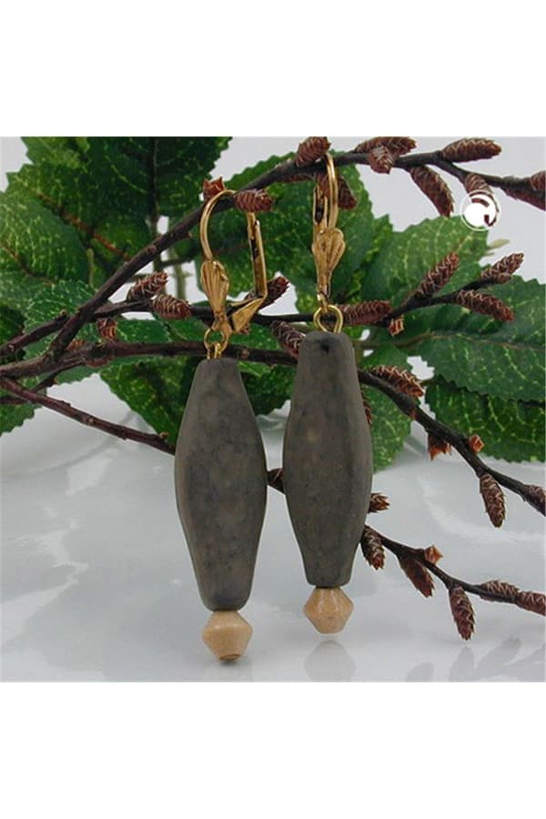 Leverback Earrings Grey Black - GL02111