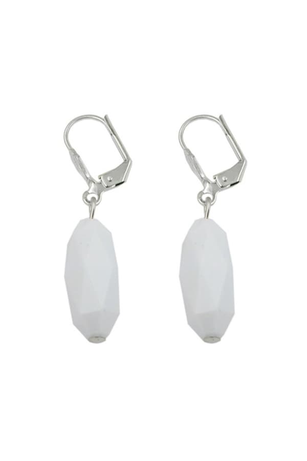 Leverback Earrings Olive Shaped White - GL02007