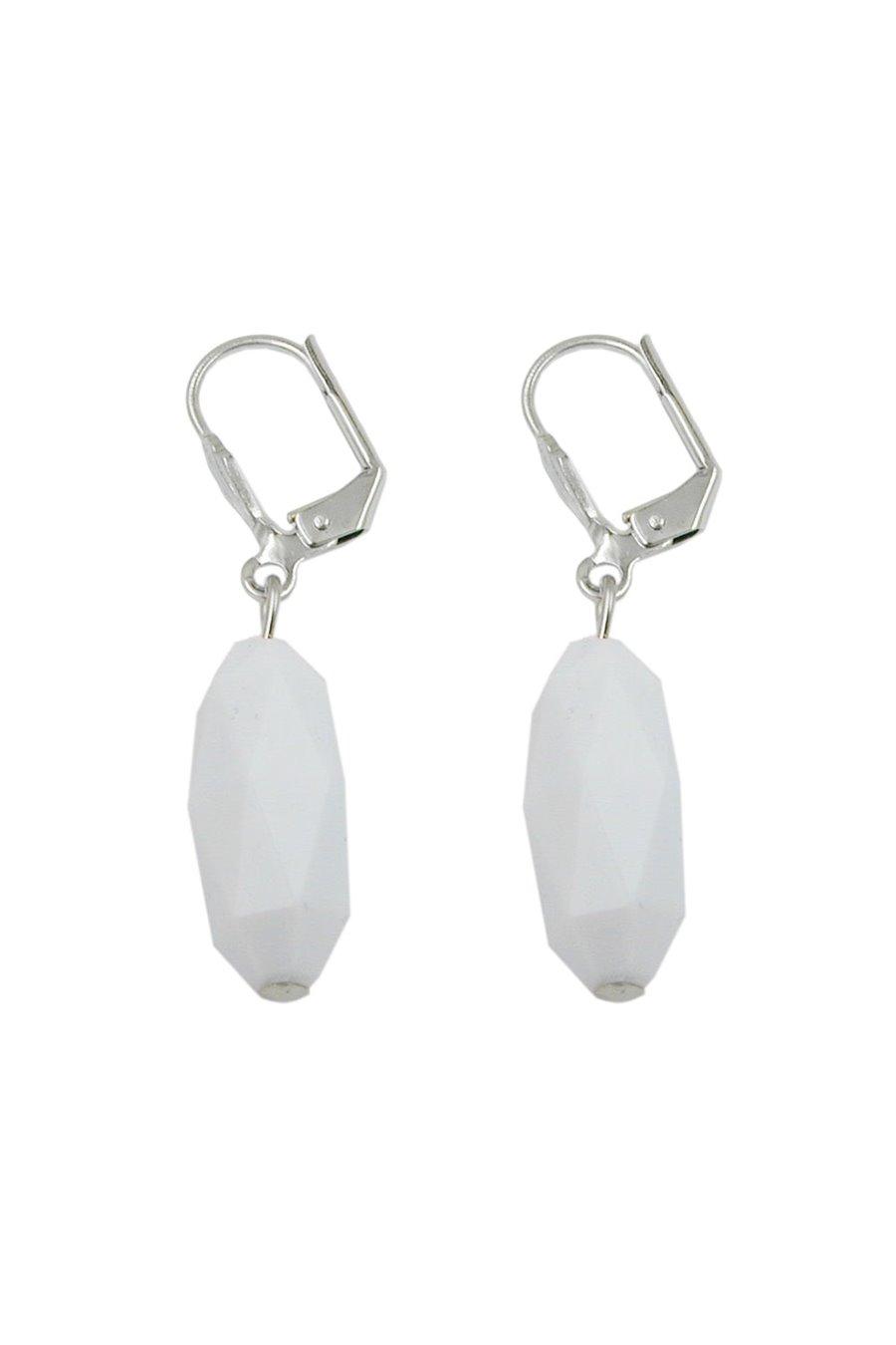LEVERBACK EARRINGS OLIVE SHAPED WHITE