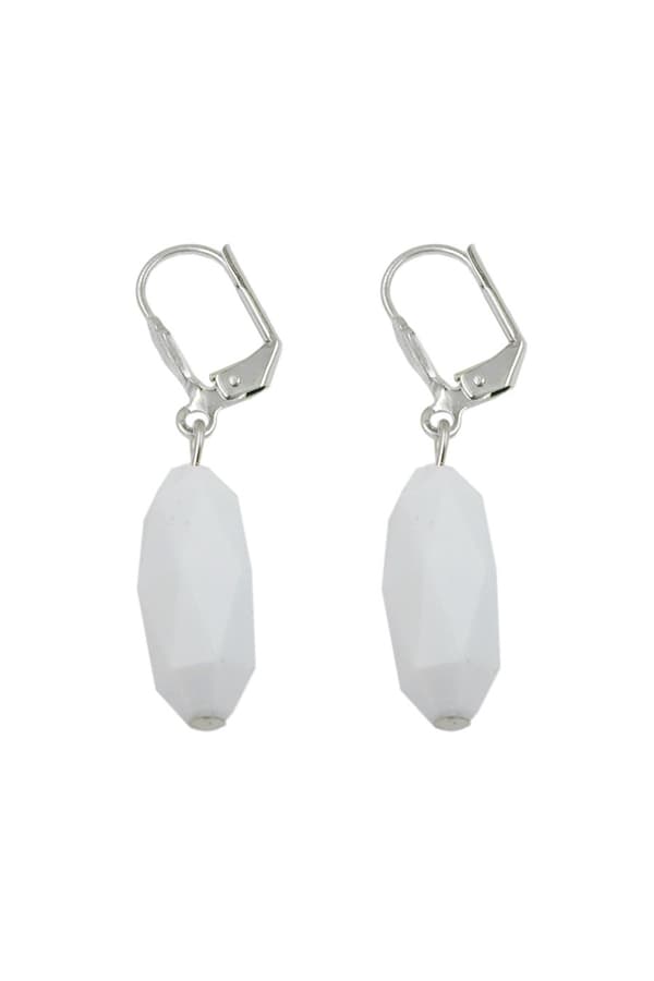 Leverback Earrings Olive Shaped White - GL02007