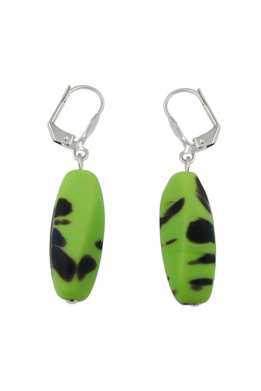 LEVERBACK EARRINGS GLASS BEADS KIWI GREEN
