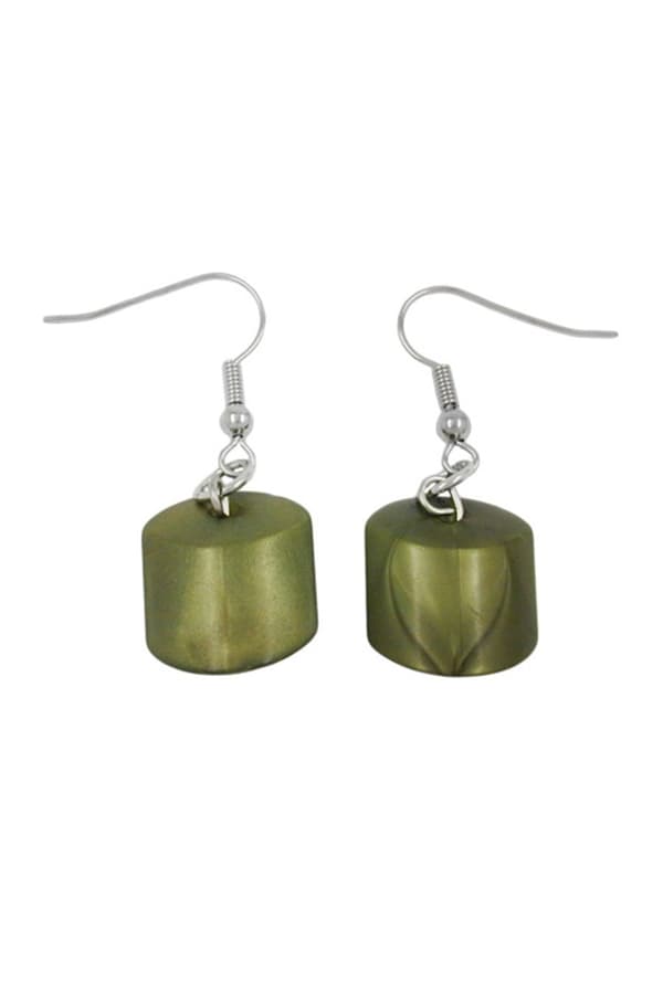 Hook Earrings Slanted Bead Brown - GL04789