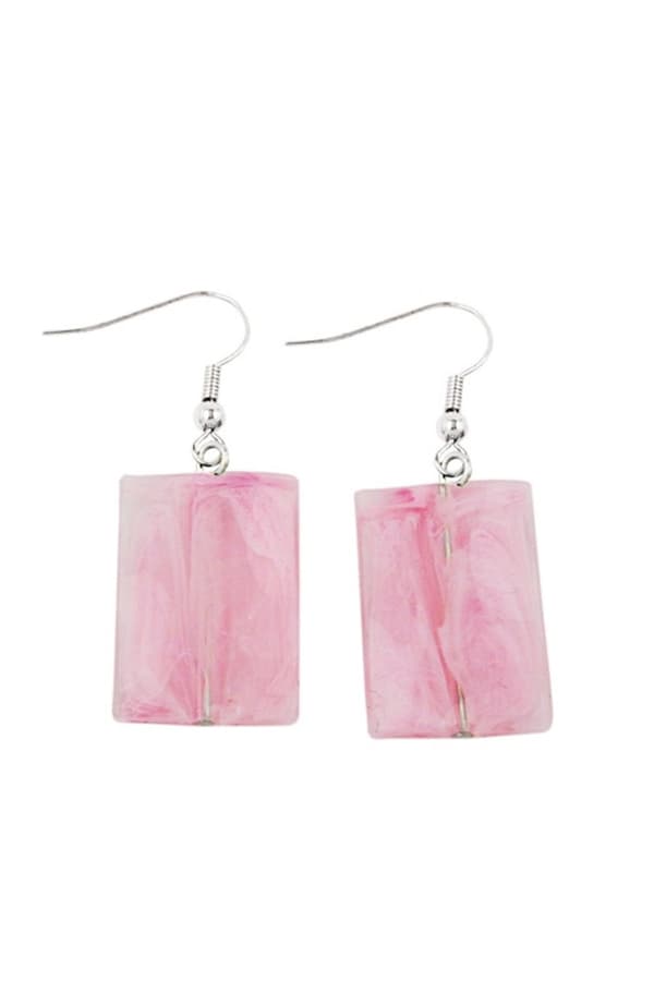 Hook Earrings Pillow Bead Pink - GL03301