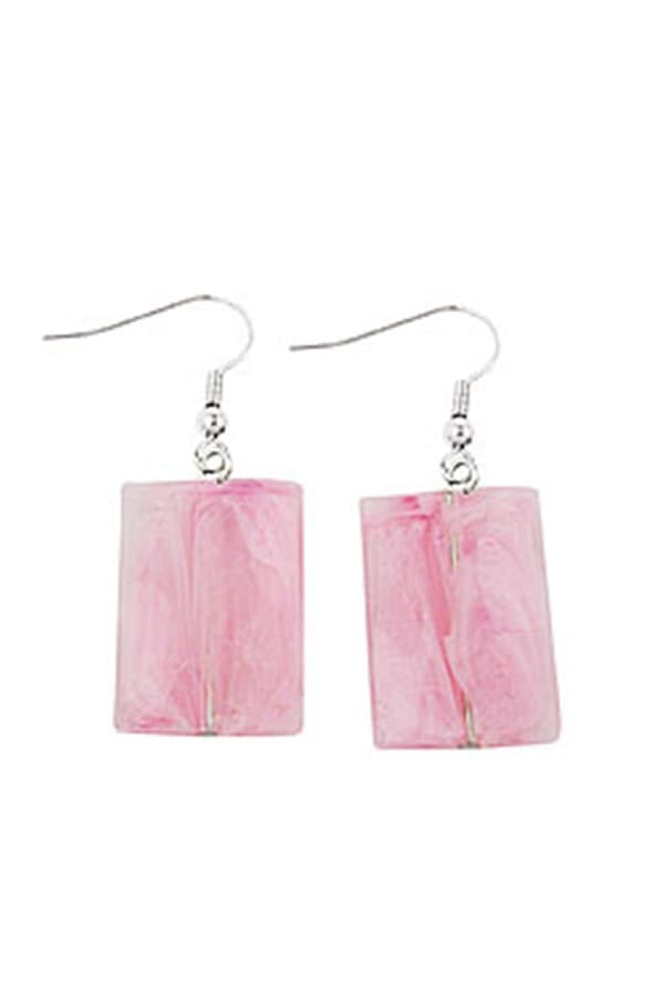 Hook Earrings Pillow Bead Pink - GL03301