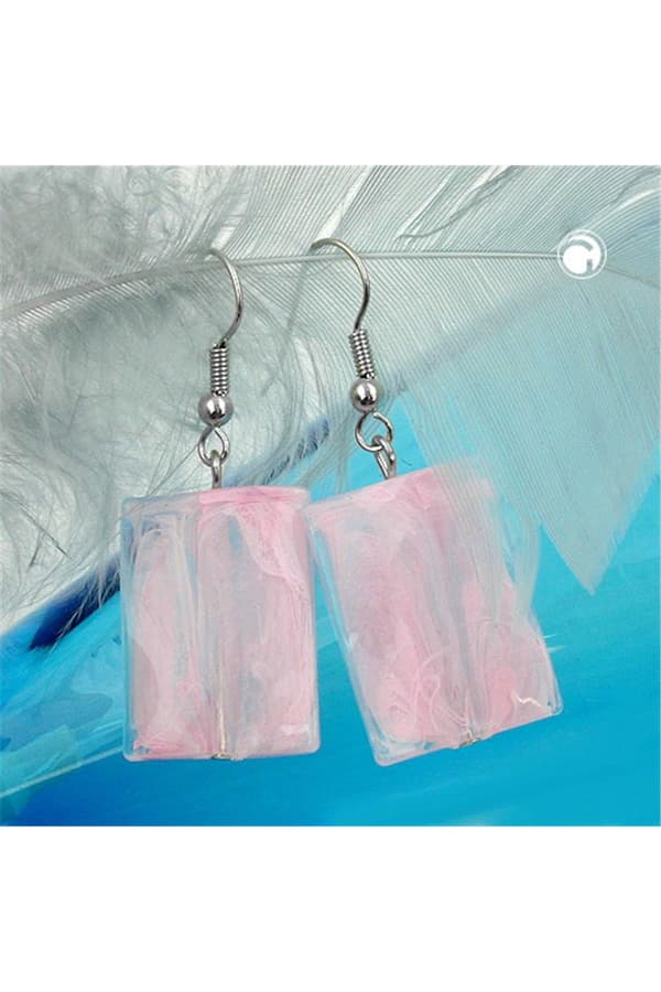 Hook Earrings Pillow Bead Pink - GL03301