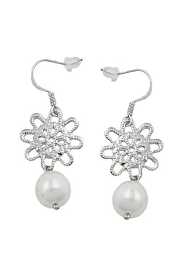 Hook Earrings Bead White Wax - GL03234