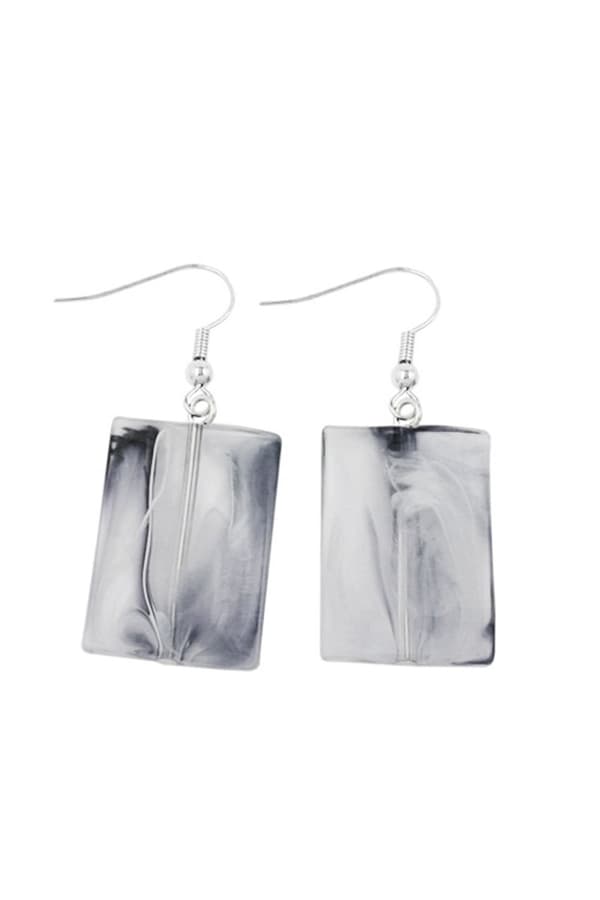 Hook Earrings Pillow Bead Blue White Marbled - GL03192