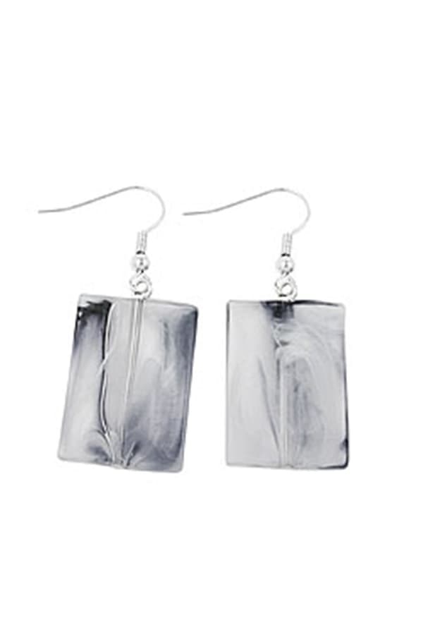 Hook Earrings Pillow Bead Blue White Marbled - GL03192