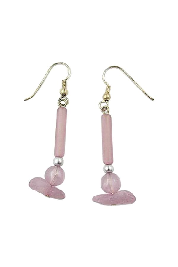 Hook Earrings Lilac Beads Silver Coloured - GL03043