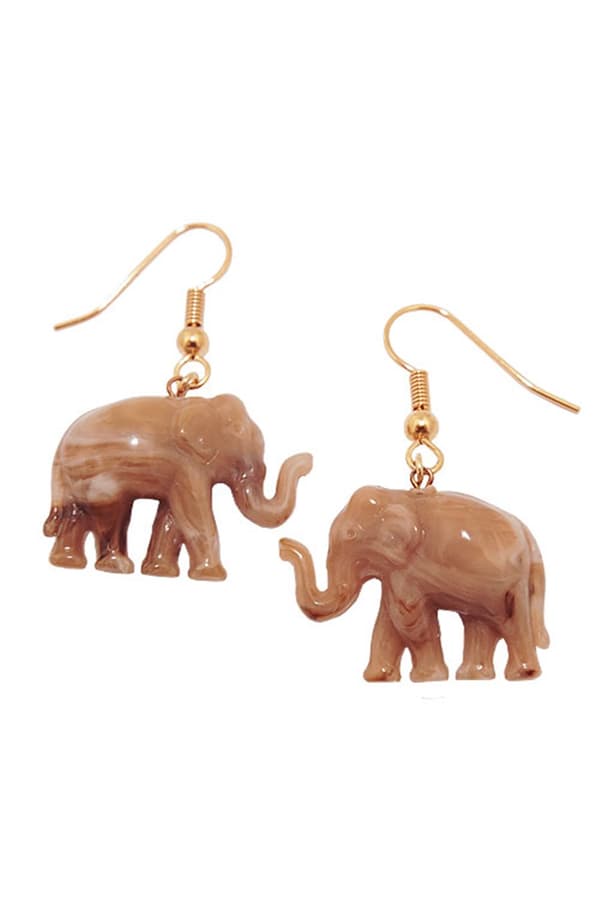 Hook Earrings Elephants Brown - GL02984