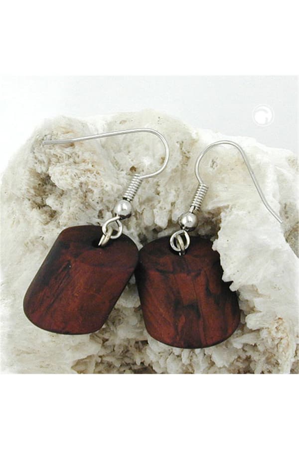 Hook Earrings Dark Brown Marbled - GL02826