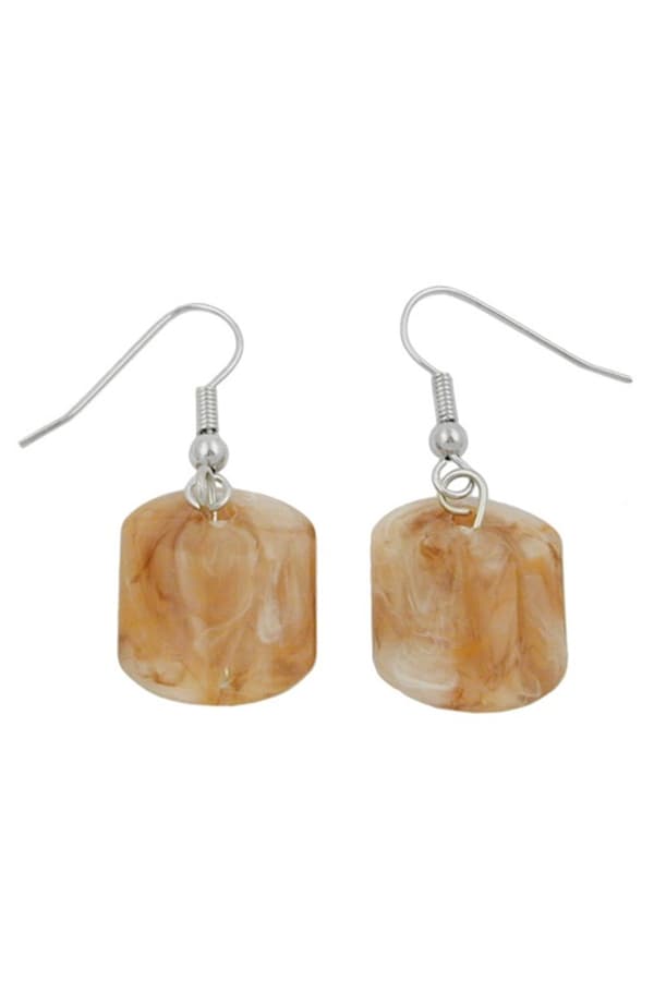 Hook Earrings Light Brown Marbled - GL02823