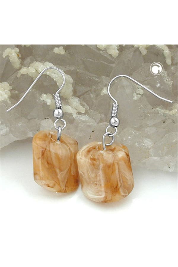 Hook Earrings Light Brown Marbled - GL02823