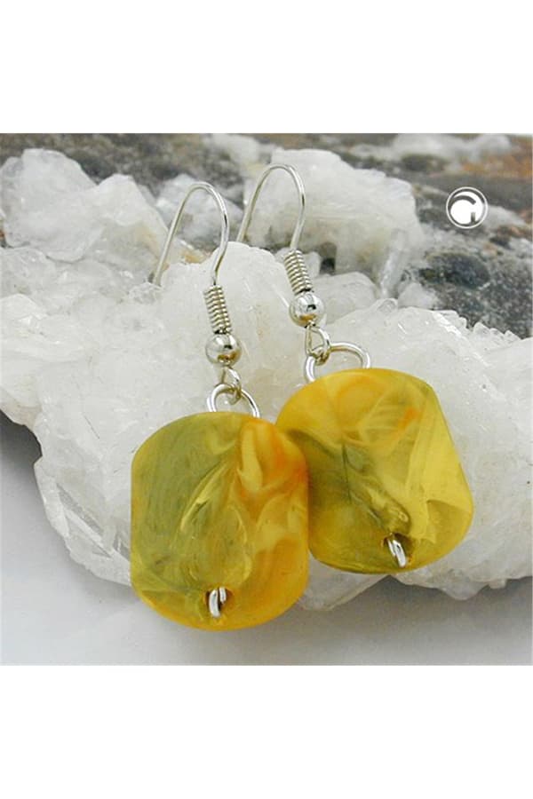 Hook Earrings Slanted Bead Yellow - GL02743