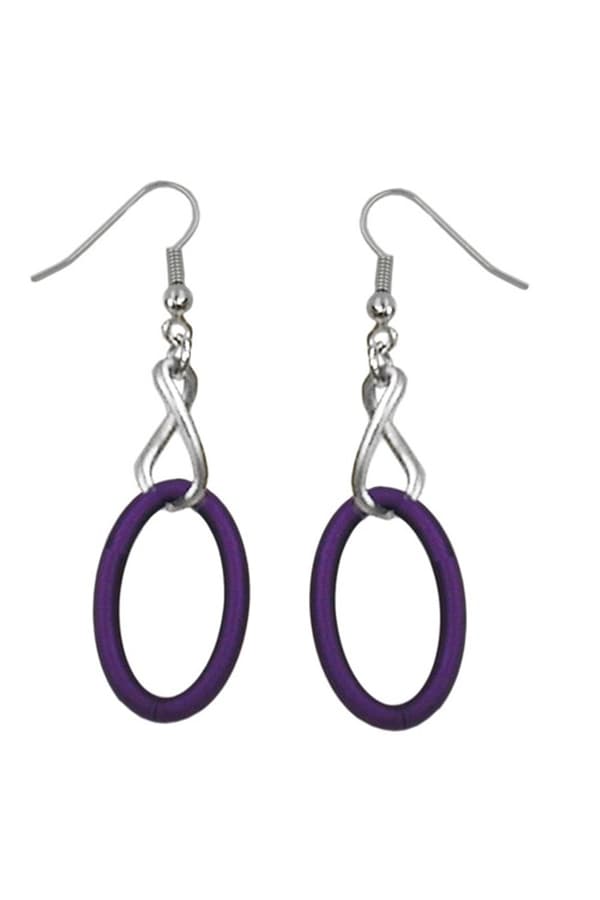 Hook Earrings Chain Links Lilac And Blackened Silver Colour - GL02721