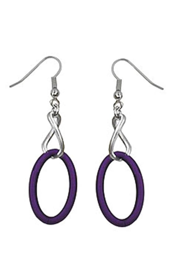 Hook Earrings Chain Links Lilac And Blackened Silver Colour - GL02721