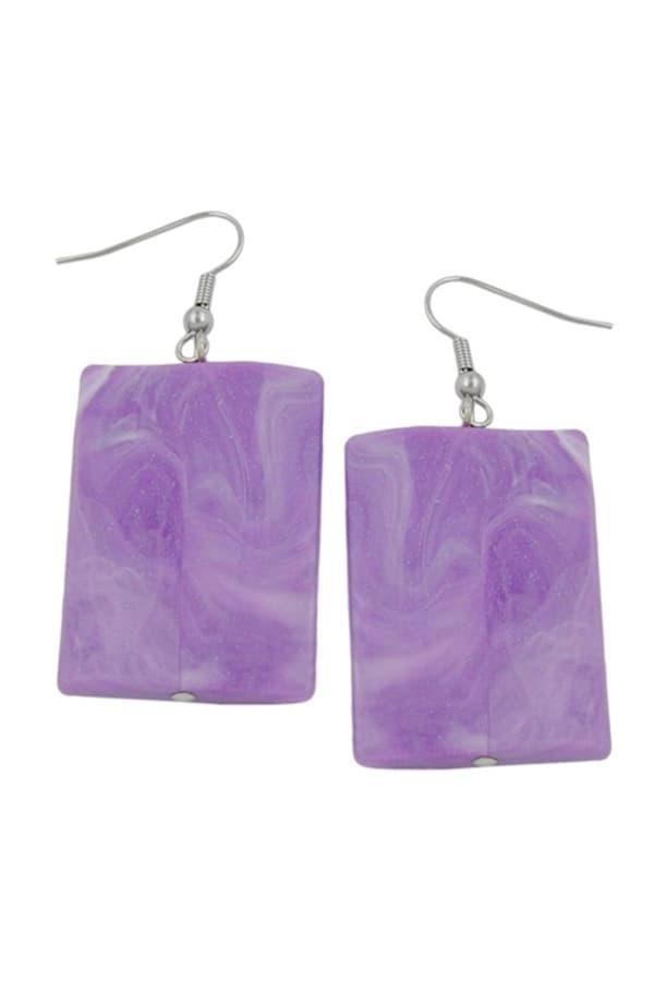 Hook Earrings Pillow Bead Purple - GL02648