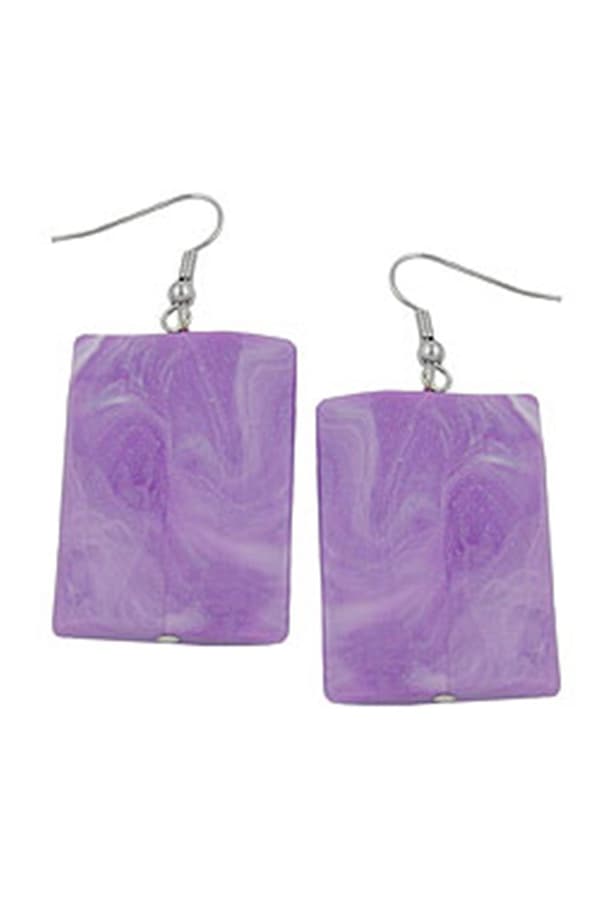 Hook Earrings Pillow Bead Purple - GL02648