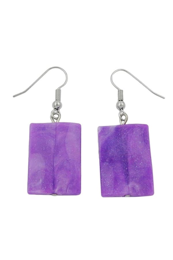 Hook Earrings Pillow Bead Purple - GL02620