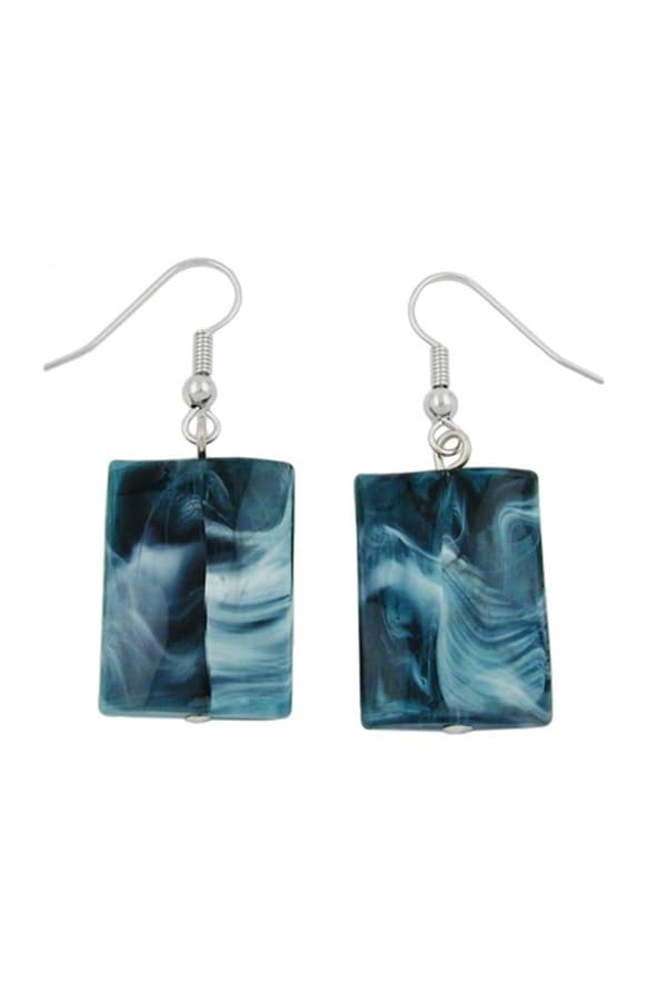 Hook Earrings Pillow Bead Dark Blue Black - GL02554