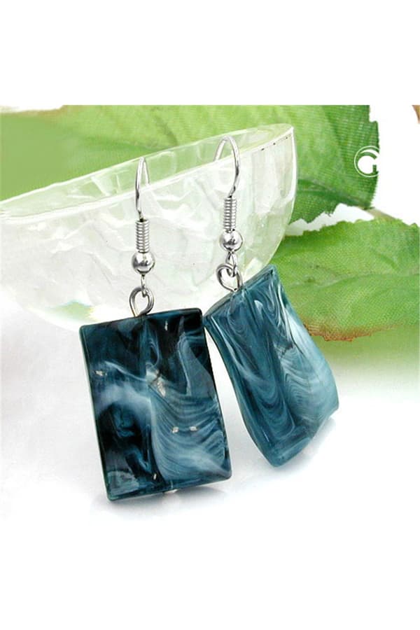 Hook Earrings Pillow Bead Dark Blue Black - GL02554
