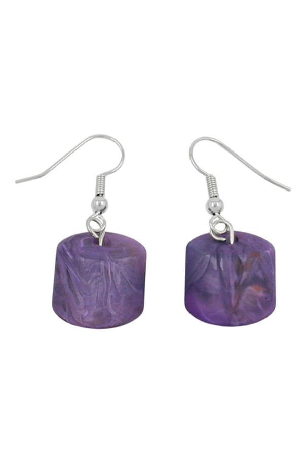 Hook Earrings Slanted Bead Purple - GL02524