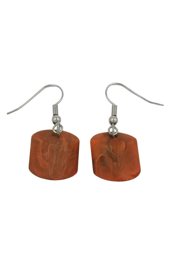 Hook Earrings Slanted Bead Brown - GL02502