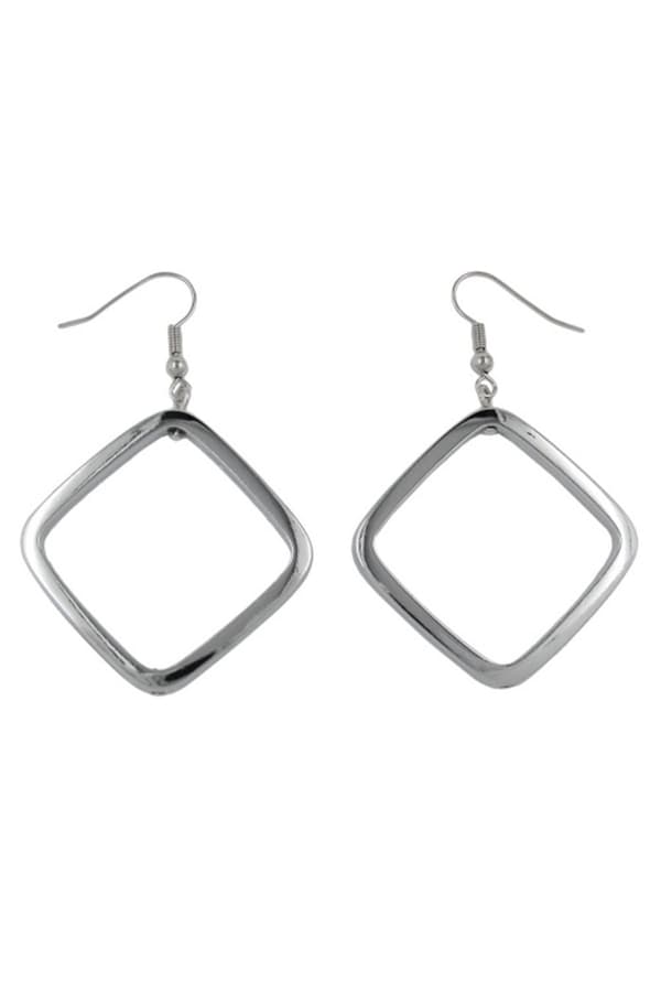 Hook Earrings Square Silver Coloured Shiny - GL02392