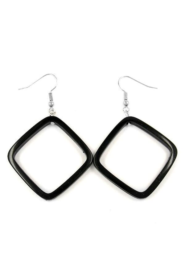 Hook Earrings Square Black - GL02390
