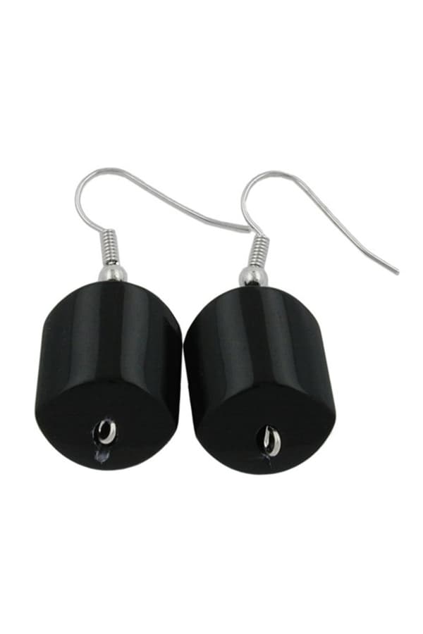 Hook Earrings Slanted Bead Black - GL00463