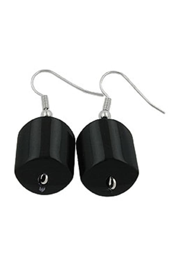 Hook Earrings Slanted Bead Black - GL00463