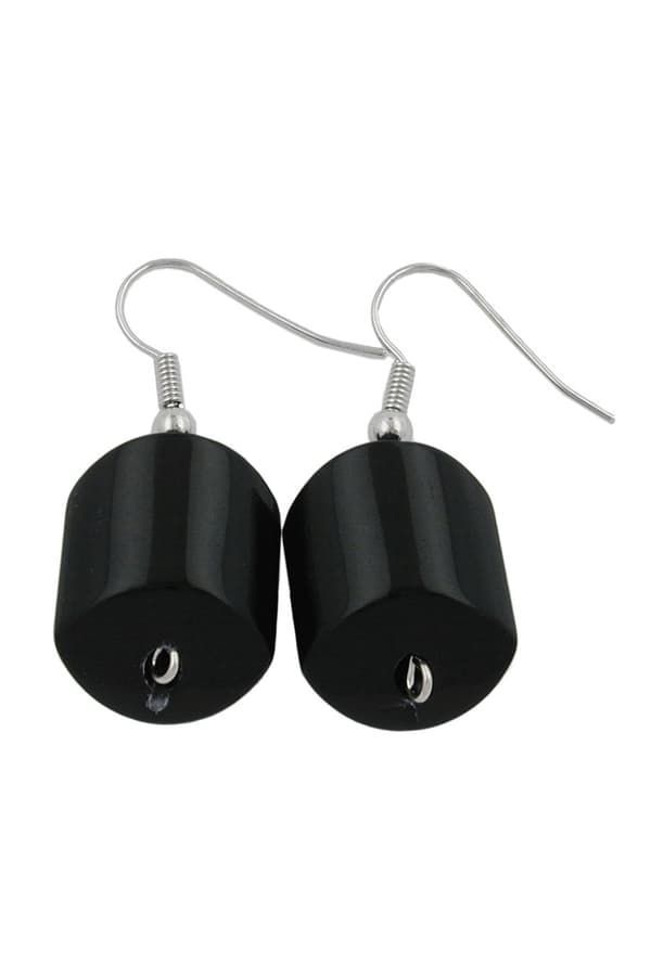 Hook Earrings Slanted Bead Black - GL00463