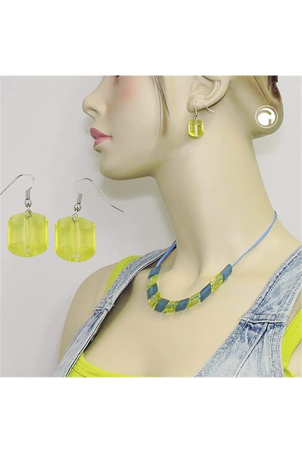 Earrings Dangeling Beads Light-Green - GL02036