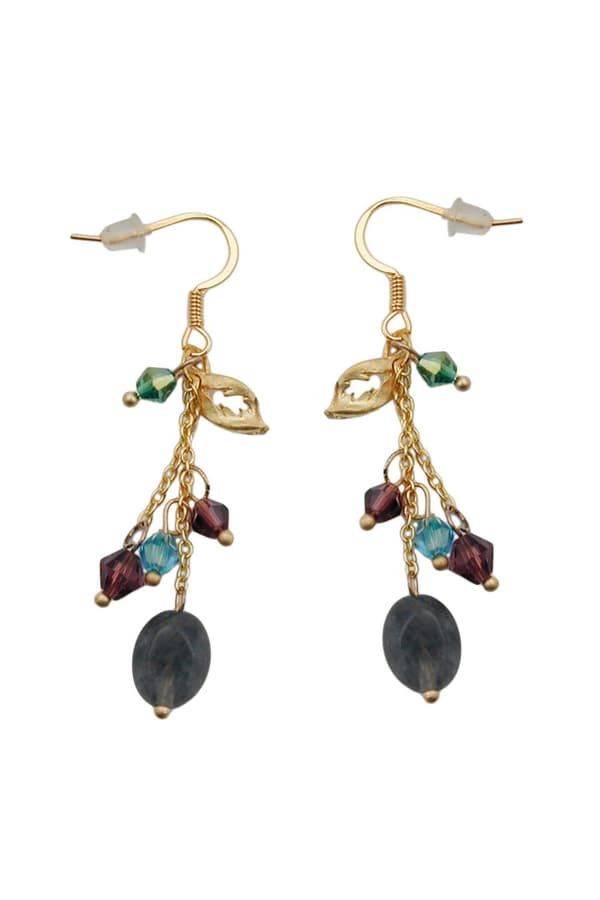 Hook Earrings Stone Glass Beads Multi Colour - GL01481