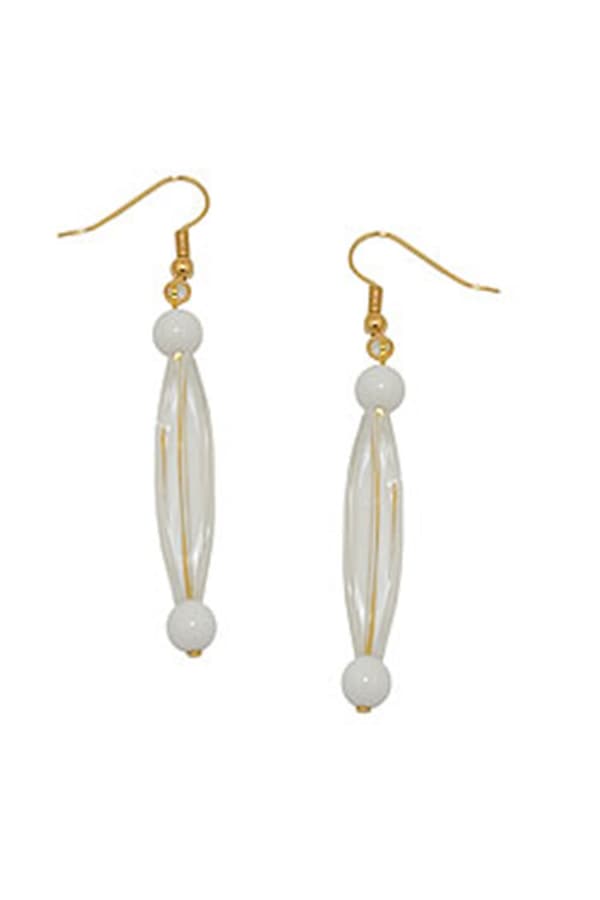 Hook Earrings Groove Olive Transparent White Gold Coloured - GL01298