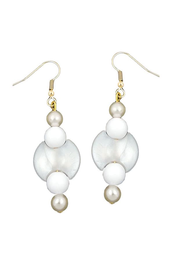 Hook Earrings Beads White Pearl White Gold Coloured - GL01239