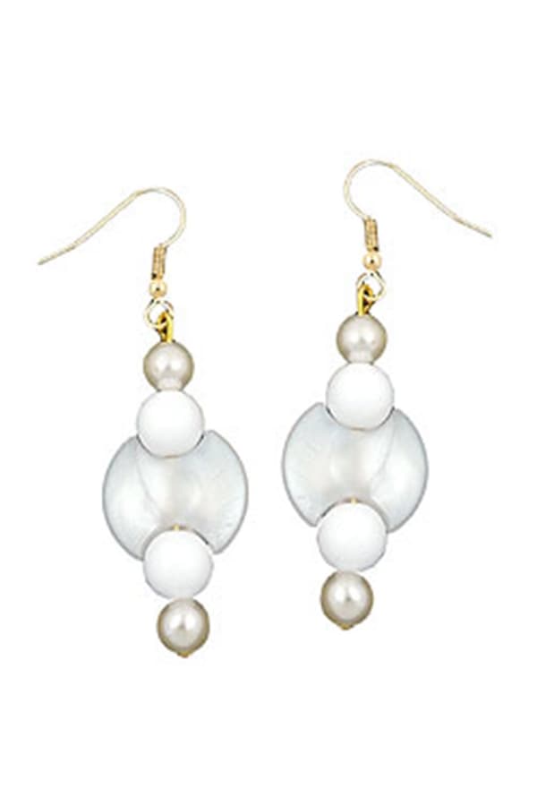 Hook Earrings Beads White Pearl White Gold Coloured - GL01239