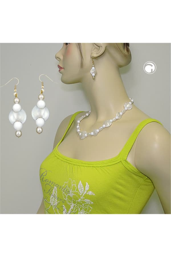 Hook Earrings Beads White Pearl White Gold Coloured - GL01239