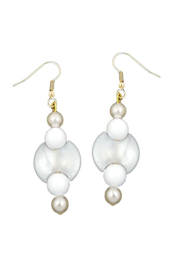 Hook Earrings Beads White Pearl White Gold Coloured - GL01239
