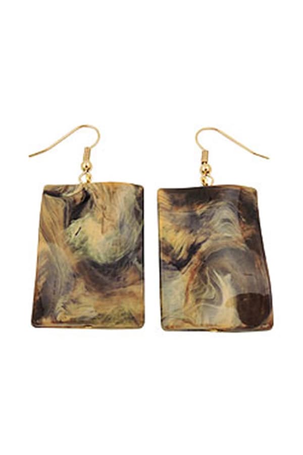 Hook Earrings Pillow Bead Brown - GL01041