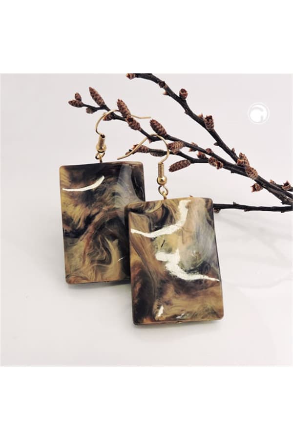 Hook Earrings Pillow Bead Brown - GL01041