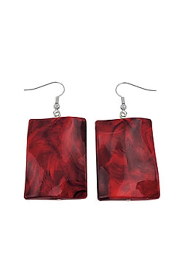 Hook Earrings Pillow Bead Dark Red - GL01037