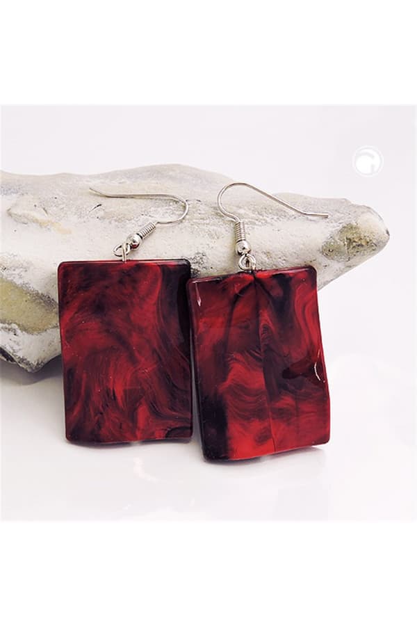 Hook Earrings Pillow Bead Dark Red - GL01037