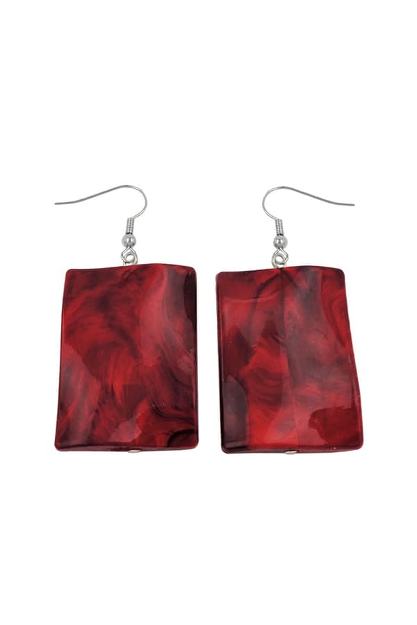 Hook Earrings Pillow Bead Dark Red - GL01037