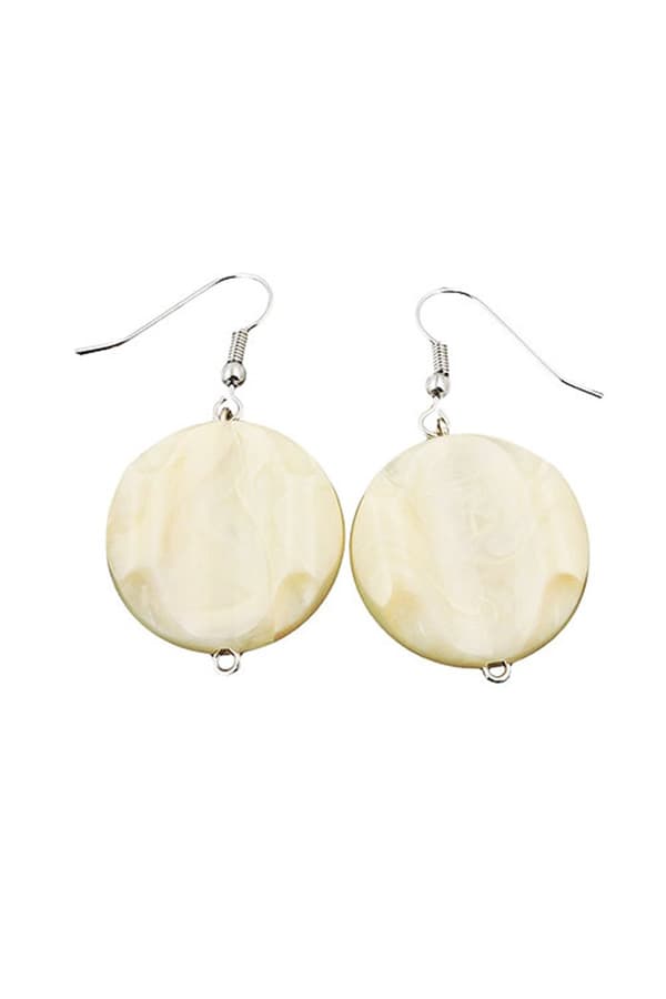 Hook Earrings Marbled Beads Vanille - GL01036