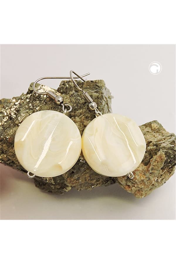 Hook Earrings Marbled Beads Vanille - GL01036