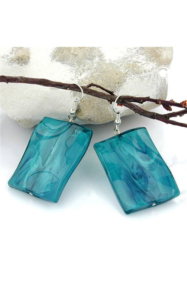 Hook Earrings Pillow Bead Turquoise - GL01000