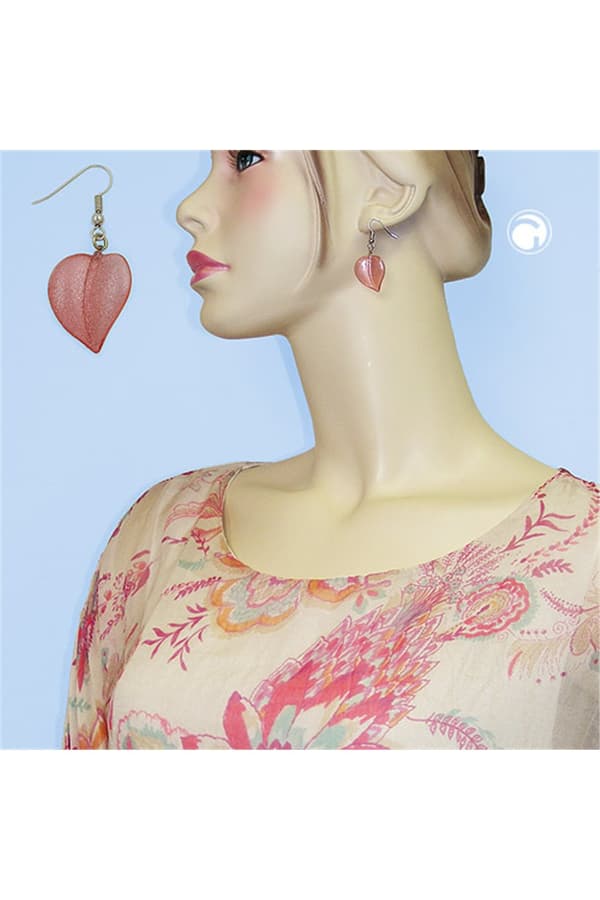 Hook Earrings Leaf Bead Rose - GL00857